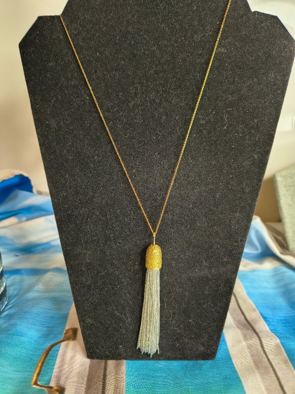 Vintage Ann Taylor Gold Tone and Silver Tone Tassel Necklace